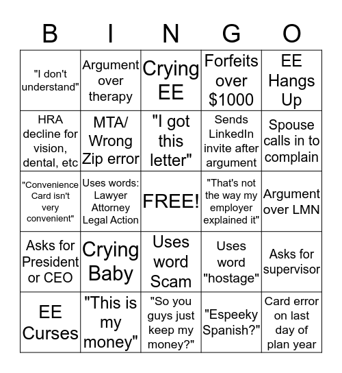 MSR Bingo Card
