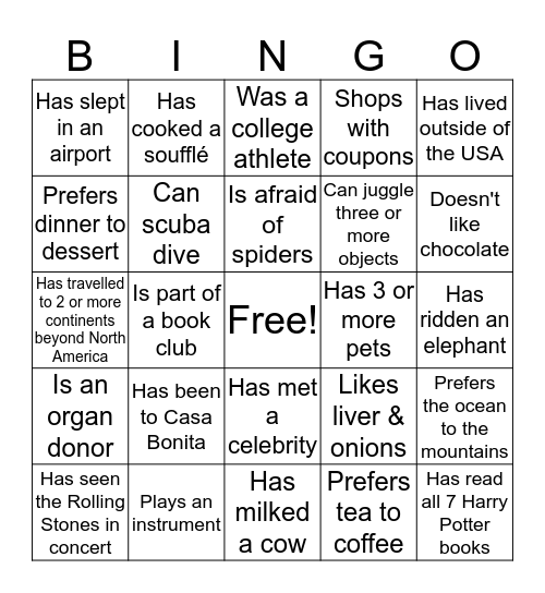 Find a RAC Who....Bingo Card