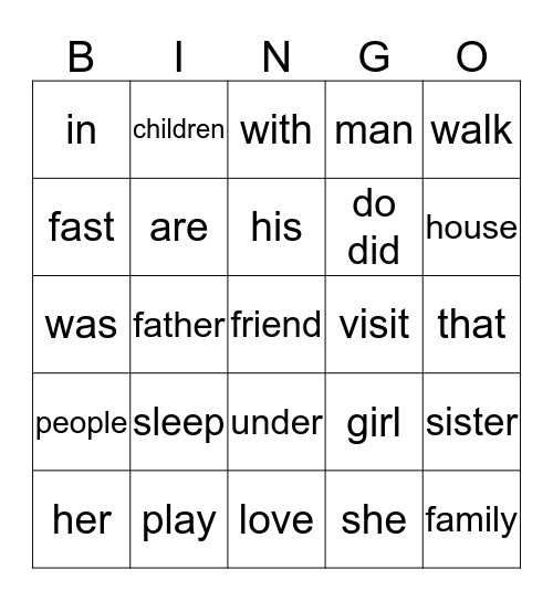 Chapter 3 ASL Bingo Card
