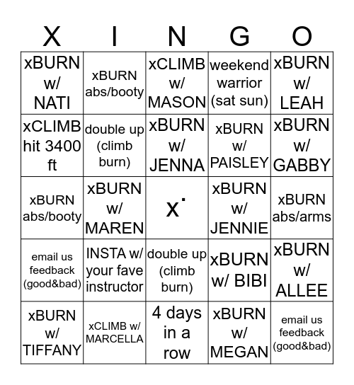 NAME:  Bingo Card