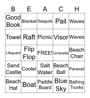 Janet's Beach Bingo! Bingo Card