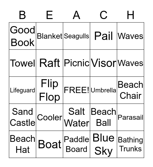 Janet's Beach Bingo! Bingo Card