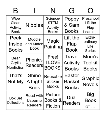 Usborne Books & More Bingo Card