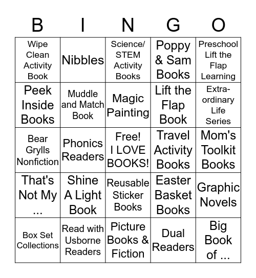 Usborne Books & More Bingo Card