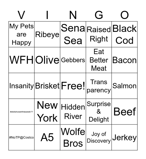 Crowd Cow Virtual BINGO Card