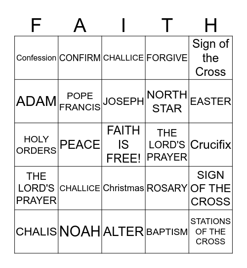 CATHOLIC RELIGIOUS EDUCATION Bingo Card