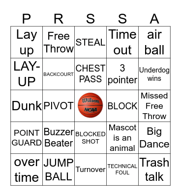 PRSSA's Basketball Bingo Card