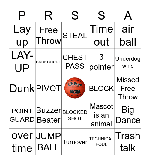 PRSSA's Basketball Bingo Card