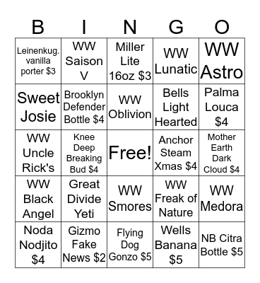 Tuesday's Sell it! Bingo Card