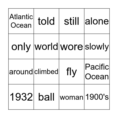 Amelia Earhart - 2.0 Bingo Card