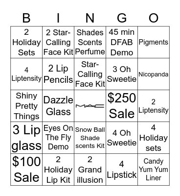 MAC Goodbye Stock 40% off  Bingo Card