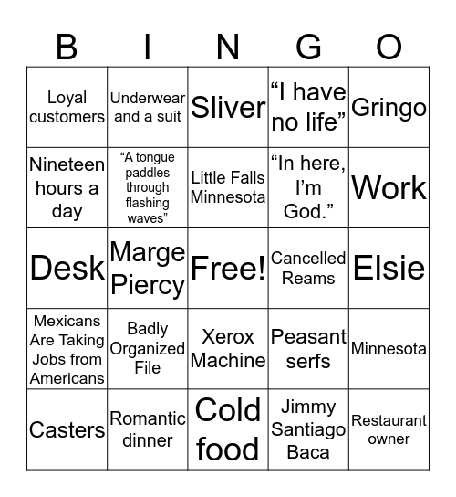 Poetry Bingo Card