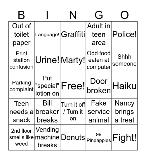 Arvada Life Bingo Card