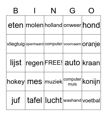 dingen die bij elkaar horen  Bingo Card