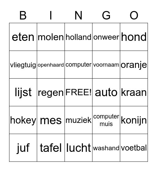 dingen die bij elkaar horen  Bingo Card