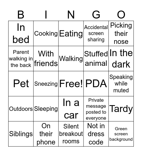 Zoom Bingo! Someone/Someone's ...  Bingo Card