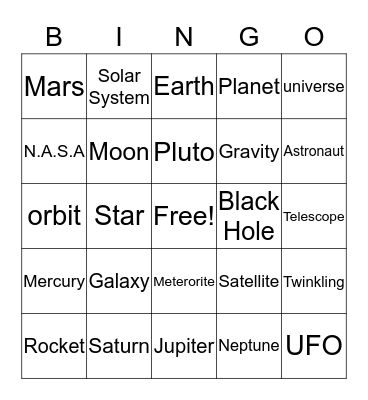 Space Bingo  Bingo Card