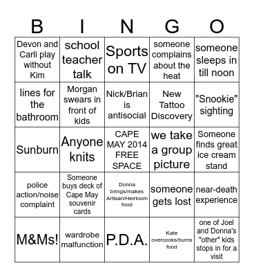 Cape May BINGO!!! Bingo Card