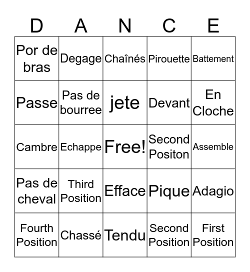 Gotta Dance Bingo  Bingo Card