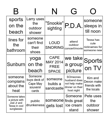 Cape May BINGO!!! Bingo Card