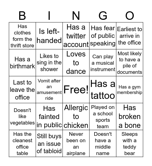 Film, Broadcast and New Media Division Bingo Card