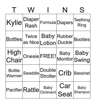 T-W-I-N-S Bingo Card