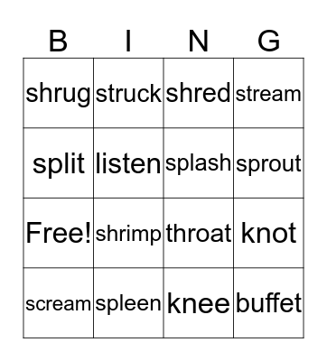 Powerful Phonics Bingo Card