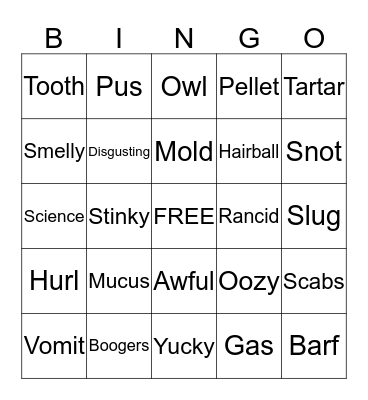Gross Bingo Card