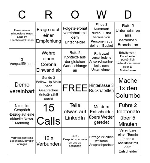 Crowd Bingo 2.0 Bingo Card