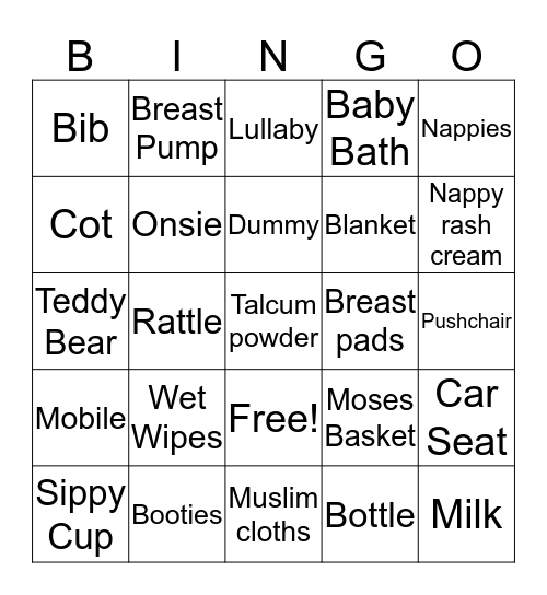 Baby Bingo Card