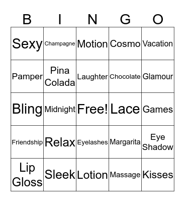 GIRLS NIGHT OUT Bingo Card