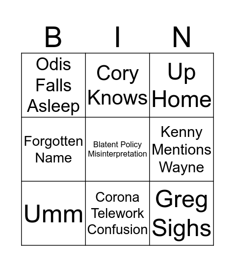 Safety Meeting Bingo Card