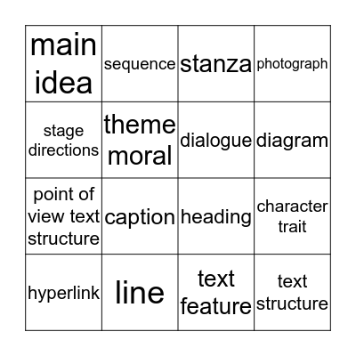 Academic Vocabulary  Bingo Card