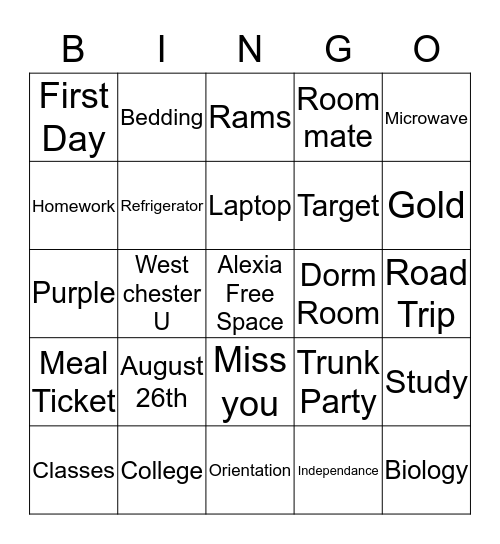 Alexia's Trunk Party!  Bingo Card