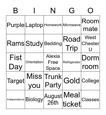 Alexia's Trunk Party!  Bingo Card