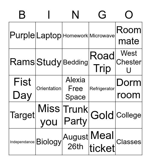 Alexia's Trunk Party!  Bingo Card