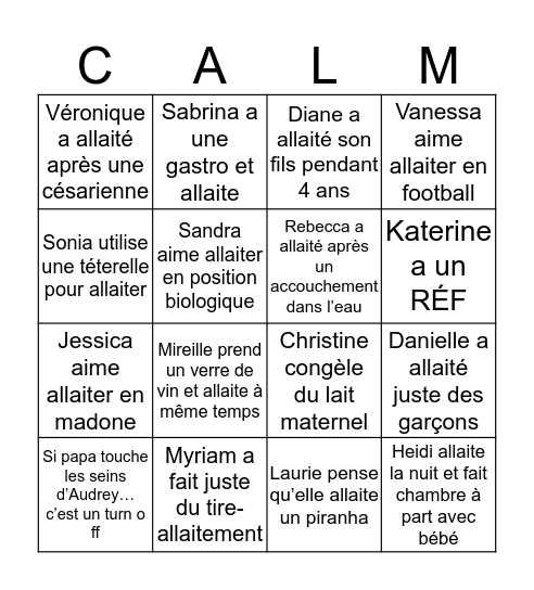 BINGO CALM Bingo Card