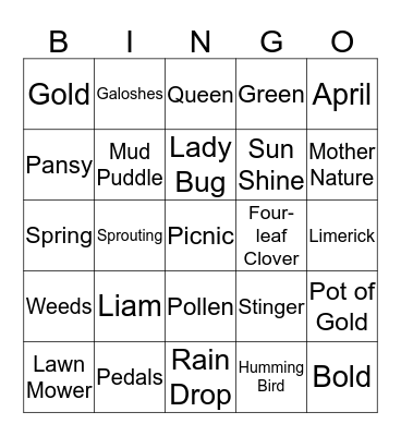 Honey Bee Bingo Card