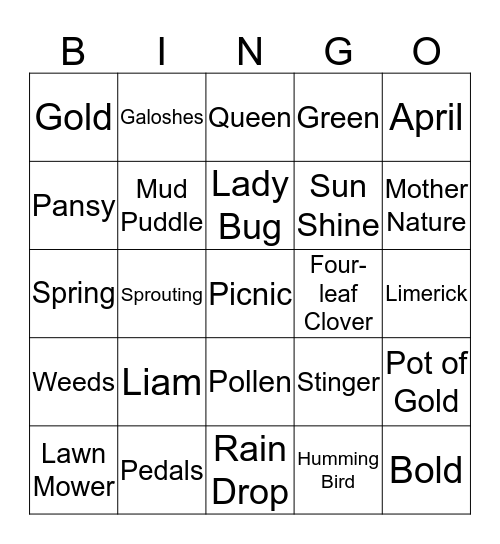 Honey Bee Bingo Card