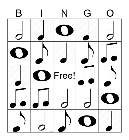 Music Note Bingo Card