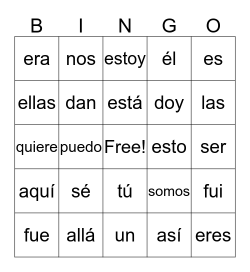 1V Palabras Con Poder Bingo Card