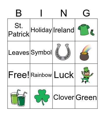 St. Patrick's Day Bingo Card