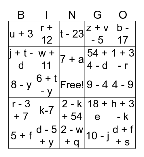 Module 4 Lesson 9 Bingo Card