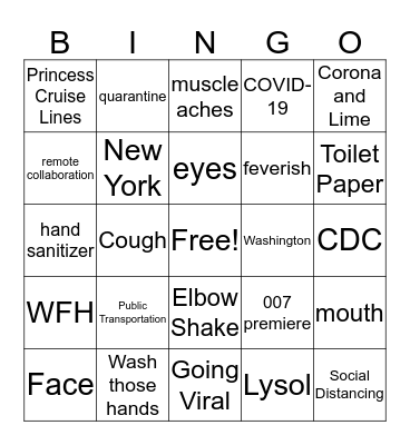 Coronavirus Bingo Card