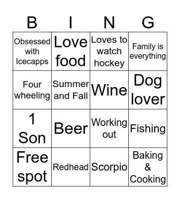 Whitney’s Bingo Card
