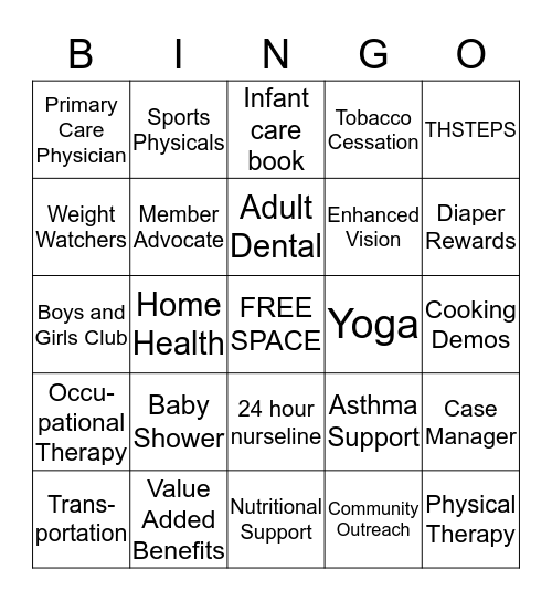 United HealthCare Bingo Card