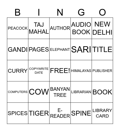 L I B R A R Y Bingo Card