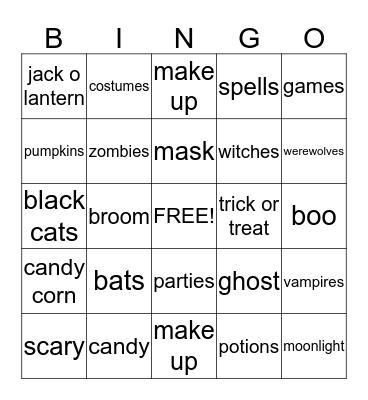 HAPPY HALLOWEEN  Bingo Card