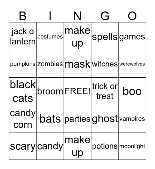 HAPPY HALLOWEEN  Bingo Card