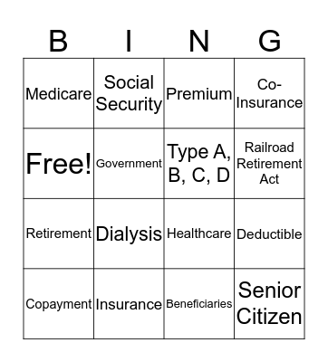 Medicare Bingo Card